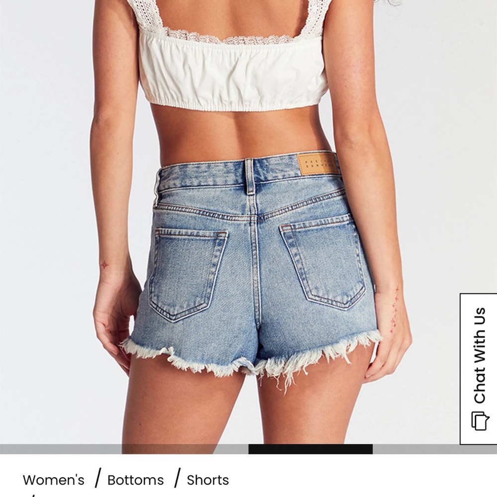 PacSun Light Blue Distressed Jean Shorts - Picture 2 of 13